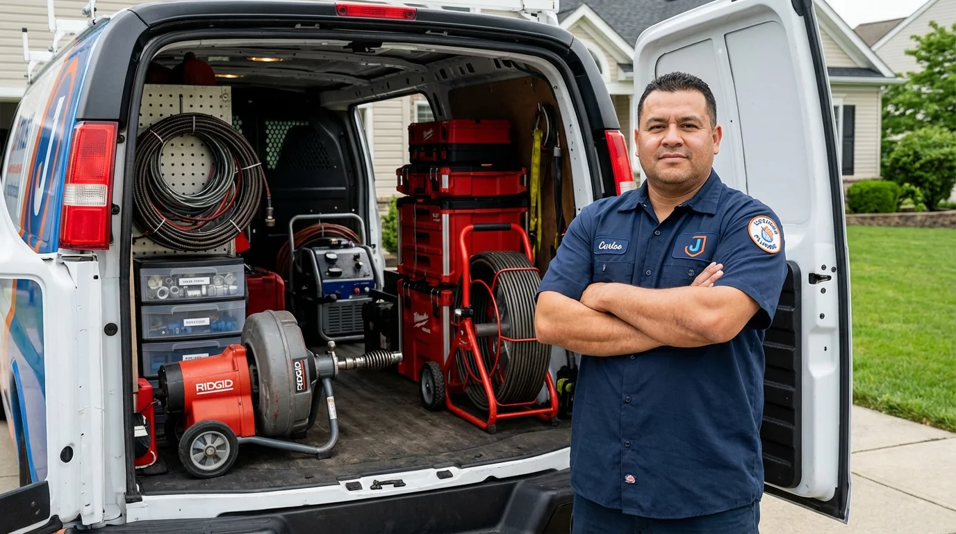 Professional drain cleaning equipment and Johns Plumbing LLC plumber in Elkhart
